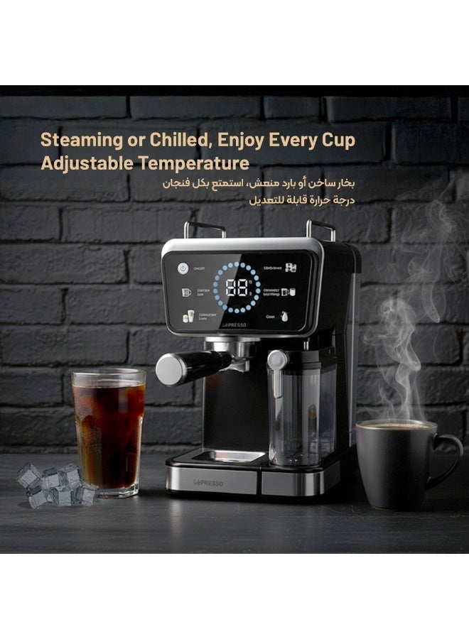 LePRESSO Hot & Cold Brewing Coffee Machine, Espresso Machine with Milk Frother, Self- Cleaning Coffee Maker, 20Bar Latte Maker, Touch Panel, 4 Preset Function, 1350W Espresso Maker, Latte, Cappuccino - Image 4